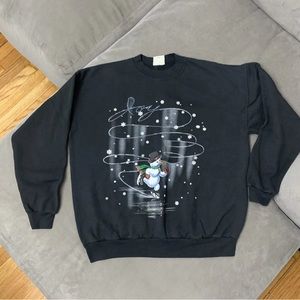 Vintage 90s Briar Creek Snowman Christmas Large Sweatshirt Black - FAST SHIPPING